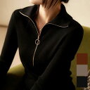 着るだけで完成!大人カジュアルニット カジュアル 韓国ファッション ジッパー ニット 変形ニット