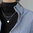 大人の洒落感を演出してくれるダブルチェーンネックレス アクセサリー 2連ネックレス コインネックレス バーモチーフ シンプル カジュアル トレンド