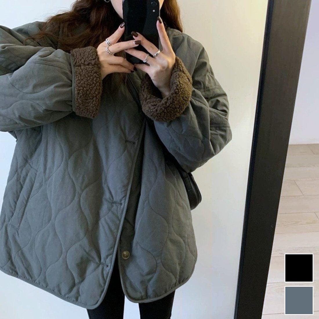 気分やコーデに合わせて着こなすリバーシブルアウター コート ライトアウター ジャケット あったか 秋冬 おしゃれ トレンド 旬 大人カジュアル ボア キルティング 大人 裏表 2通り 2way ポケット 実用性 機能性 便利 防寒