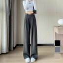 脚長効果が嬉しい美シルエットなハイウエストワイドパンツ 美脚 脚長 ボトムス ストレート ゆったり 着痩せ カジュアル 長ズボン 夏 スタイルアップ 通勤 オフィス 結婚式 フォーマル オフィス 韓国ファッション パンツ ドレス