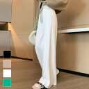 ゆるっとニットワイドパンツ ワイドパンツ ニット プリーツ ウエストゴム 肌触り ストレッチ性 伸縮性 ストレスフリー 履き心地 着心地 レディース 夏 カジュアルファッション