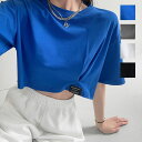 大人カジュアル今夏トレンドの半袖クロップドTシャツ ショート丈 ラフ ...(4)