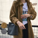 トップス コーデュロイ シャツ 長袖 トップス 無地 オーバーサイズ ミドル丈 レトロ ジャケット 春 春服 韓国ファッション(4)