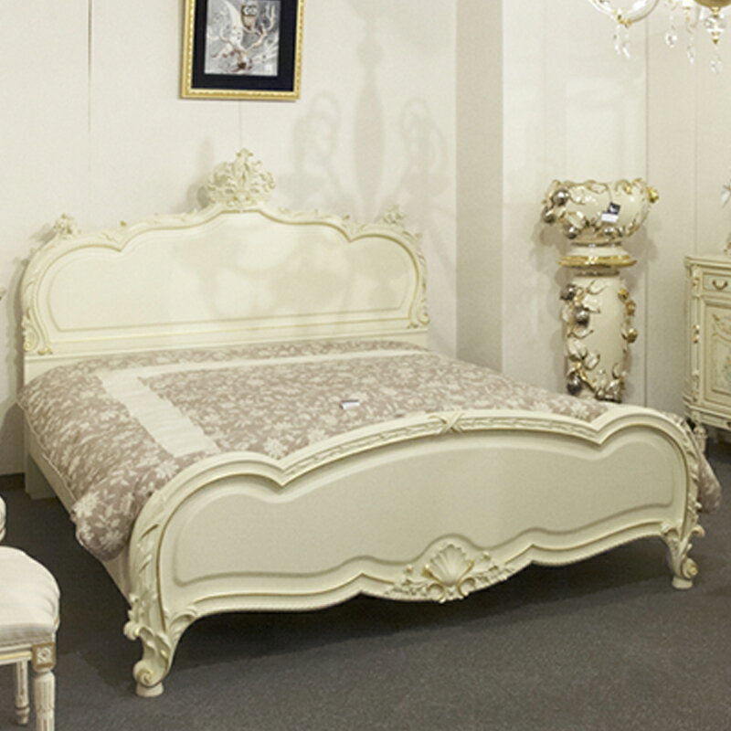 シリック ダブルベッド 幅182cm / SILIK ベッド イタリア製 高級 高級家具 最高級 ロココ ホワイト 白 白家具