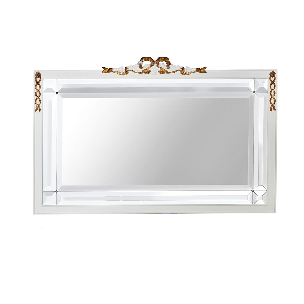 ジャンセン ウォールミラー ホワイト 幅130cm / JANSEN 壁掛け 姿見 ミラー 鏡 輸入家具 クラシック アンティーク 風 インテリア 白家具