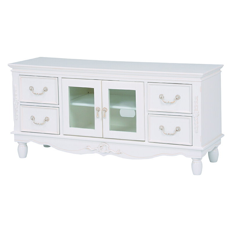 TV台 幅120cm / ハンプトン テレビボード TV台 引出し 引き出し インテリア 雑貨 高級 おしゃれ エレガント 姫系 リビング 寝室 白家具 白 可愛い 大人可愛い RTV-1584 *h0305
