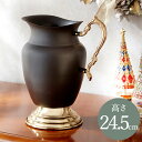 メタルジャグフラワーベース ブラック 高さ24.5cm / クリスマス Christmas Xmas ピッチャー型 フラワーベース 黒 ゴールド 置物 オブジェ...