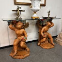 ガラス天板 コンソールテーブル 552+520012 神戸本店にて展示販売中 / 輸入家具 テーブル 机 天使 エンジェル