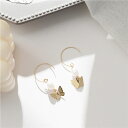 ピアス レディース フープピアス パール 揺れる 蝶々 アレルギー対応 誕生日 母の日 プレゼント 送料無料 ポイント消化