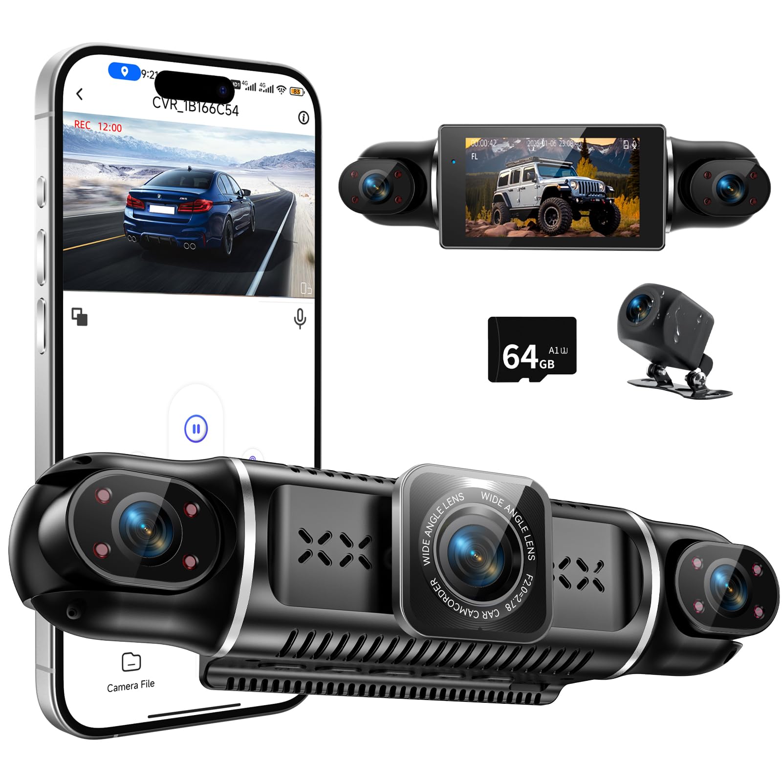 4カメラ ドライブレコーダー 360度 WiFi搭載 ドラレコ前後カメラ 小型 360度全方位保護  ...
