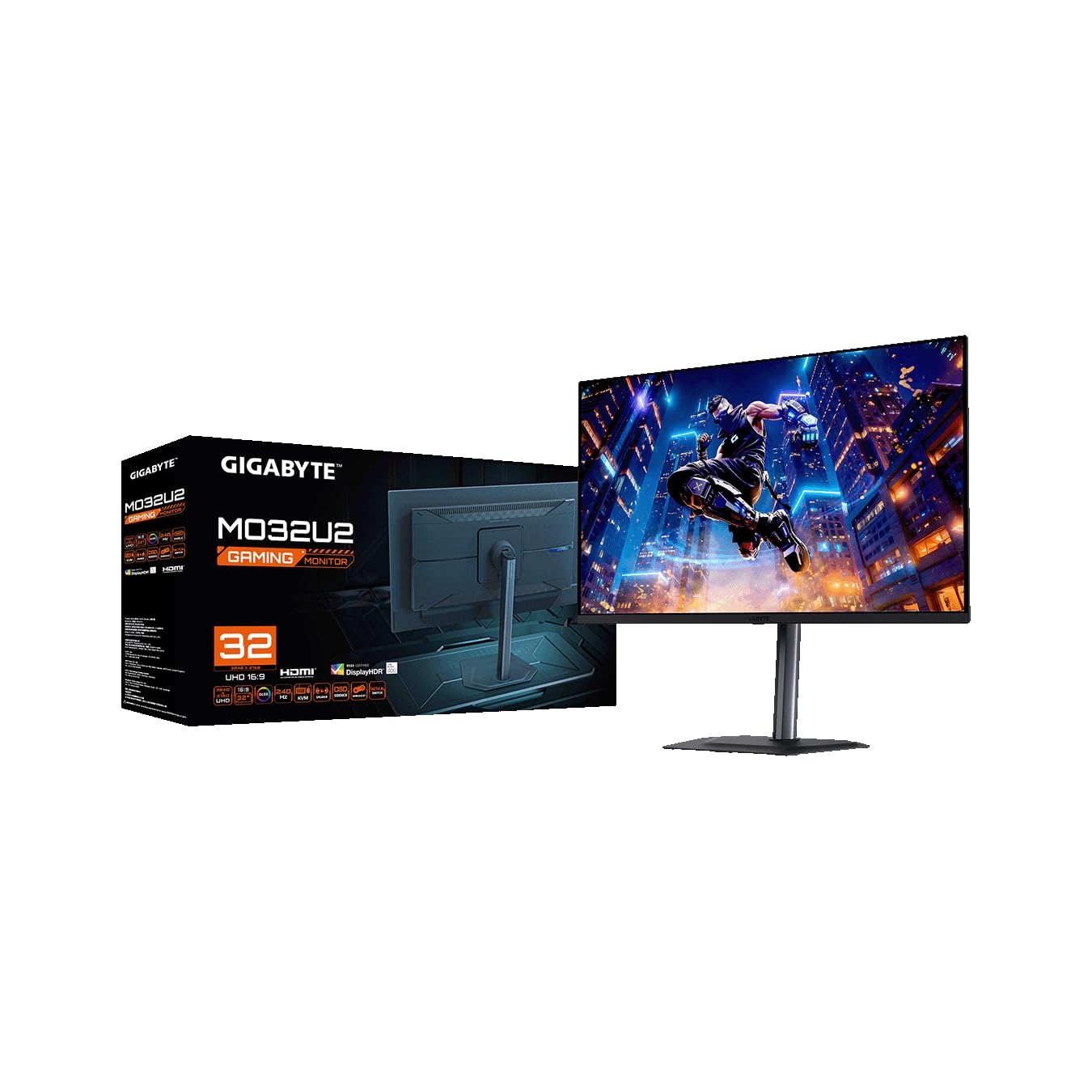 GIGABYTE MO32U2 ゲーミングモニター 32インチ 2560x1440 4K 有機EL QD-OLED 240Hz 0.03ms DCI-P3 99% HDR True Black 400 KVM機能対応 FreeSync Premium Pr