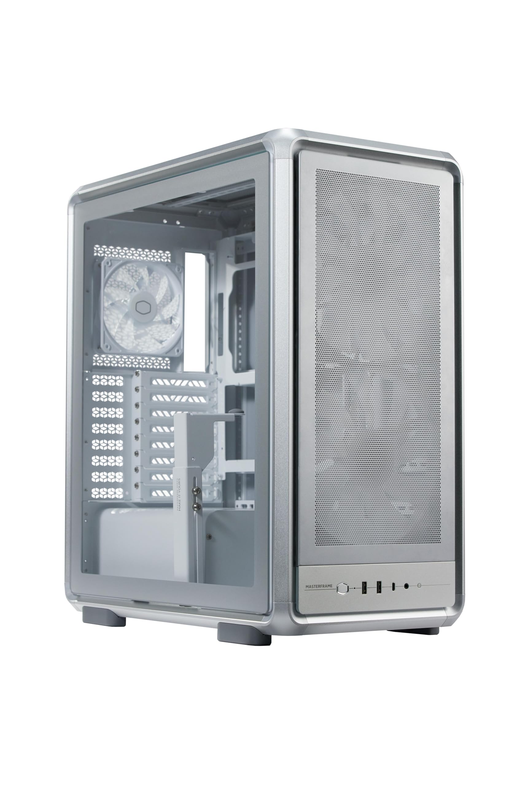 Cooler Master MasterFrame 500 Mesh Silver 柔軟なカスタマイズが可能なモジュラー式内部設計を採用 フロントに200mmファン×2基標準搭載 PCケース 