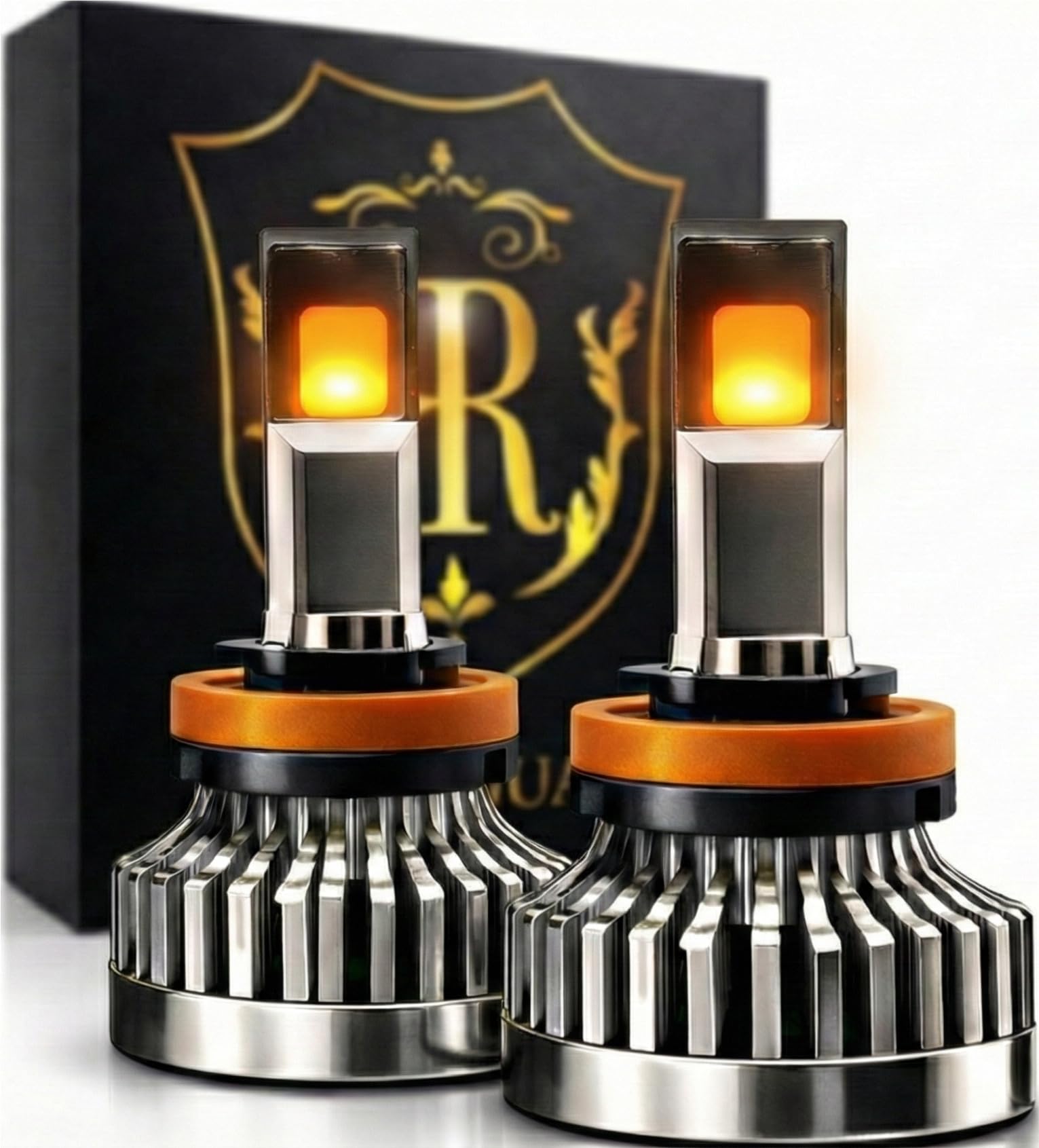 Rakuten - ロイヤルガードオメガ 2026年モデル LED フォグランプ アンバー オレンジ H8 H11 H16 兼用 爆光 実測 17890LM 日本ブランド 12V 雪道 悪天候 左右セット リレーは付属しておりません