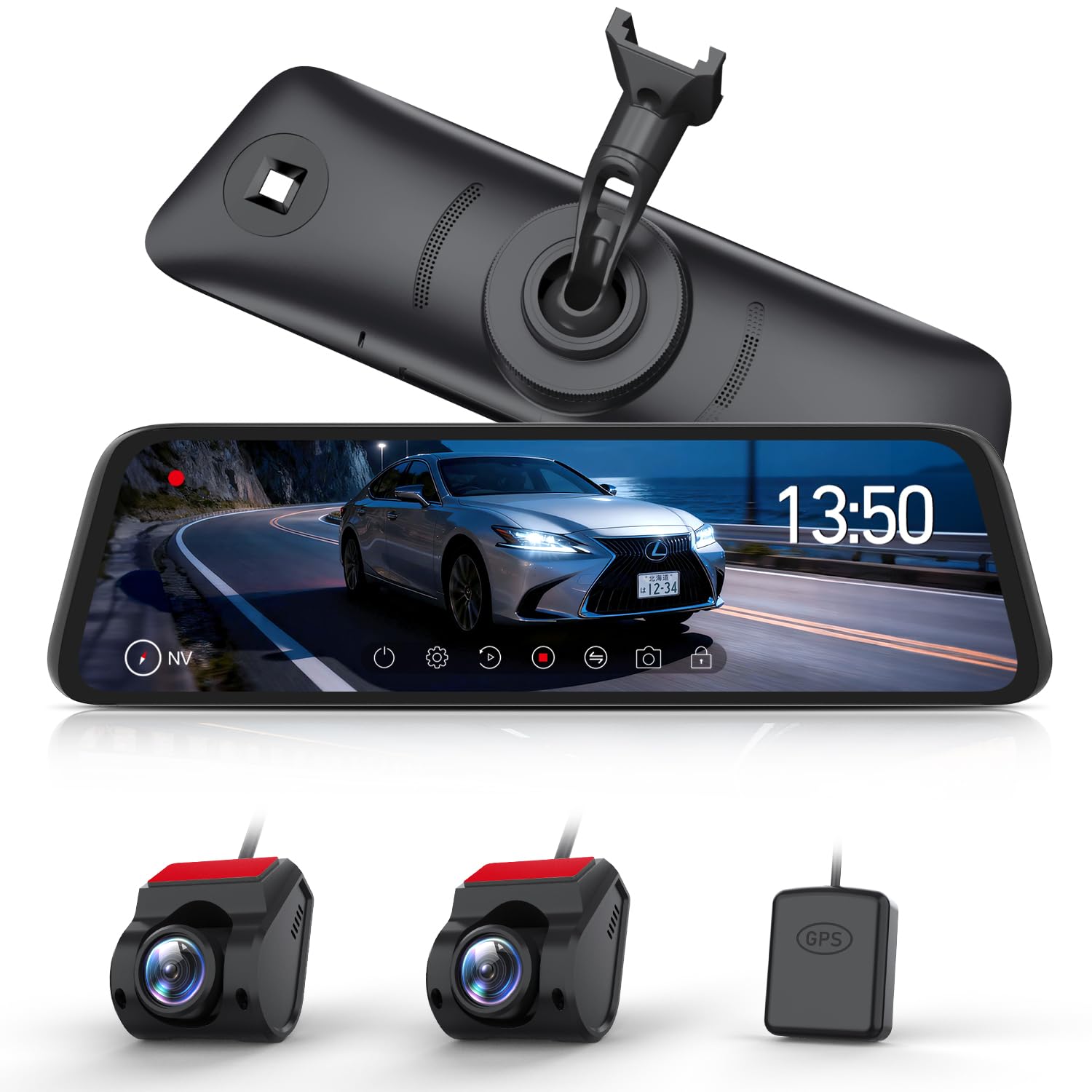 AUTO-VOX 最強 T10 Pro 純正交換 爆光ドライブレコーダー ミラー型 ソニー製IMX662センサー カメラ再進化 前後カメラ 分離式 ドラレコ ミラー型 HDR/WDR搭載・自動輝度調整・超暗視機能・自動リアビュー・GPS搭載 駐車監視 衝撃（楽天・Maison Outre）