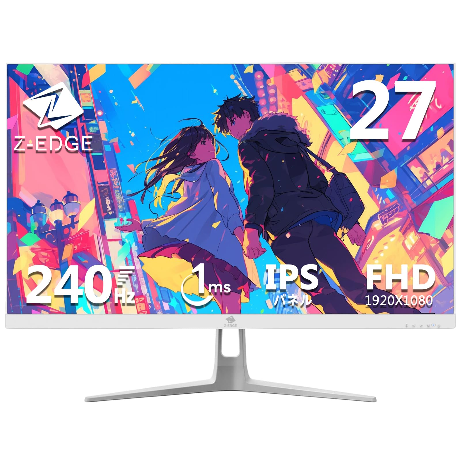 Rakuten - Z Z-Edge(ゼロエッジ) ゲーミングモニター 27型 240Hz IPS FHD(1920x1080) 1ms HDR10 AMD FreeSync対応 非光沢/超薄型 HDMI/DP 登録で国内2年保証 UG27PJ(ホワイト)