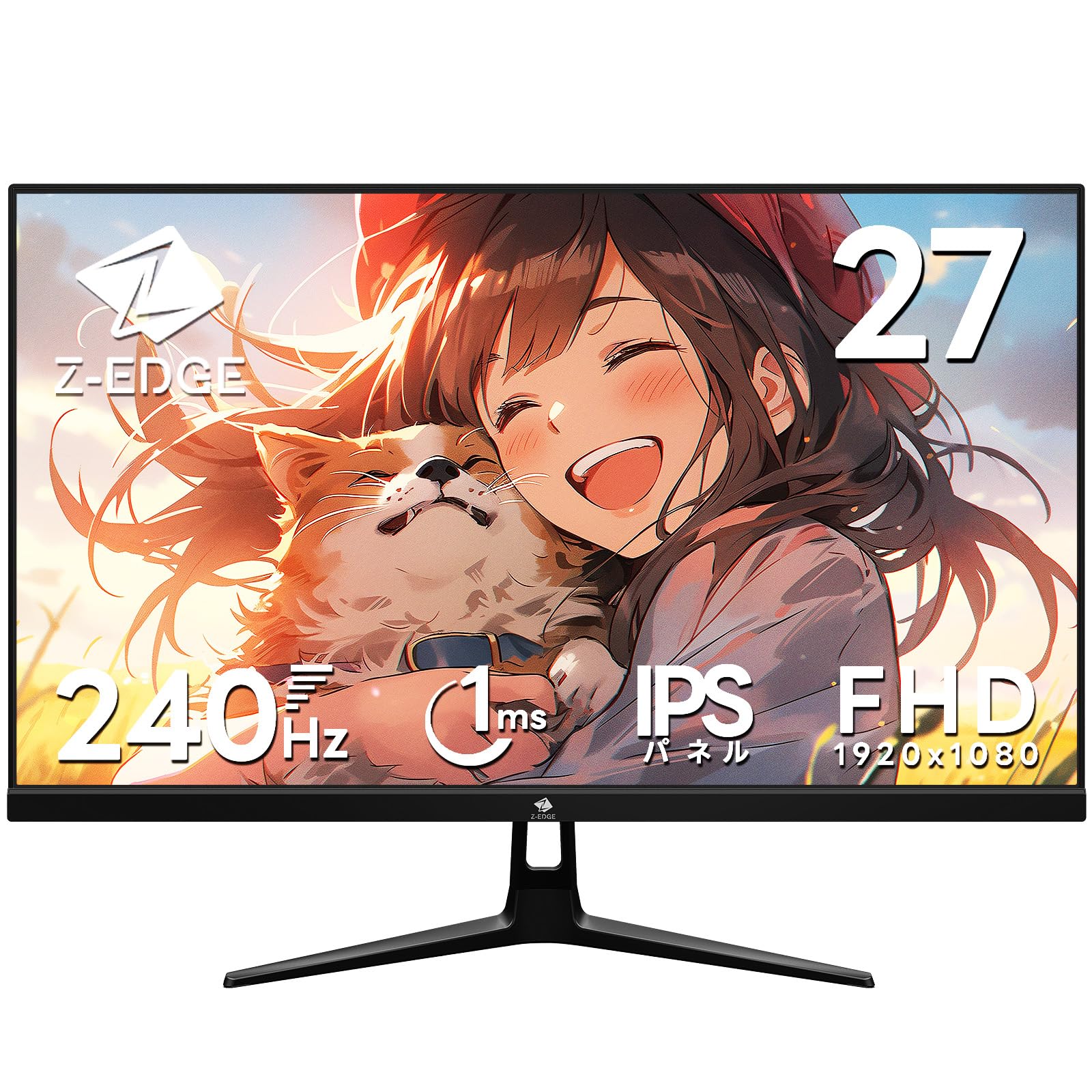 Rakuten - Z Z-Edge(ゼロエッジ) ゲーミングモニター 27型 240Hz IPS FHD(1920x1080) 1ms HDR10 AMD FreeSync対応 非光沢/超薄型 HDMI/DP 登録で国内2年保証 UG27PJ(ブラック)