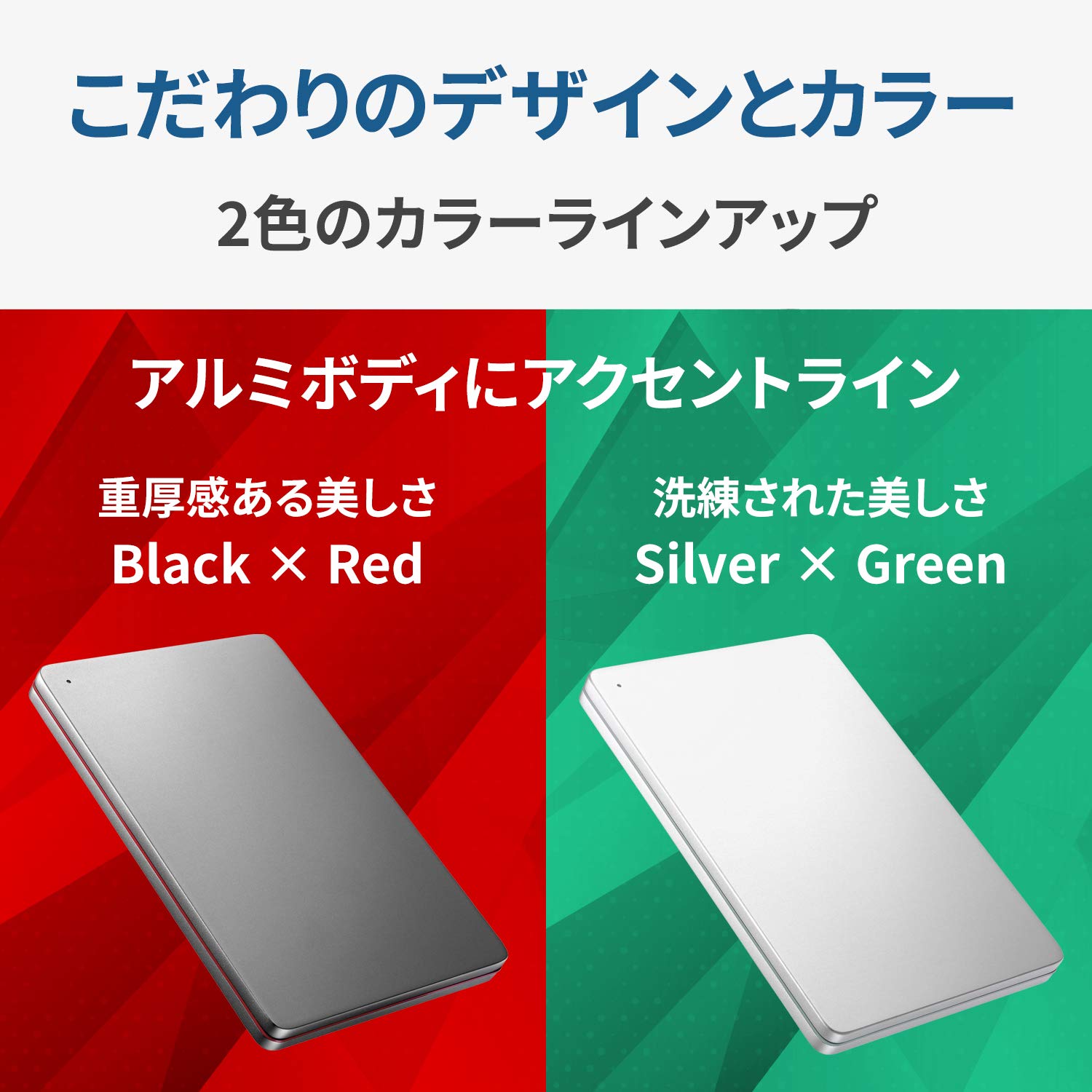 アイ・オー・データ 外付けHDD ハードディスク 1TB ポータブル カクうす アルミボディ 超薄型 mac Time Machine対応 日本製 HDPX-UTS1S シルバー×グリーン