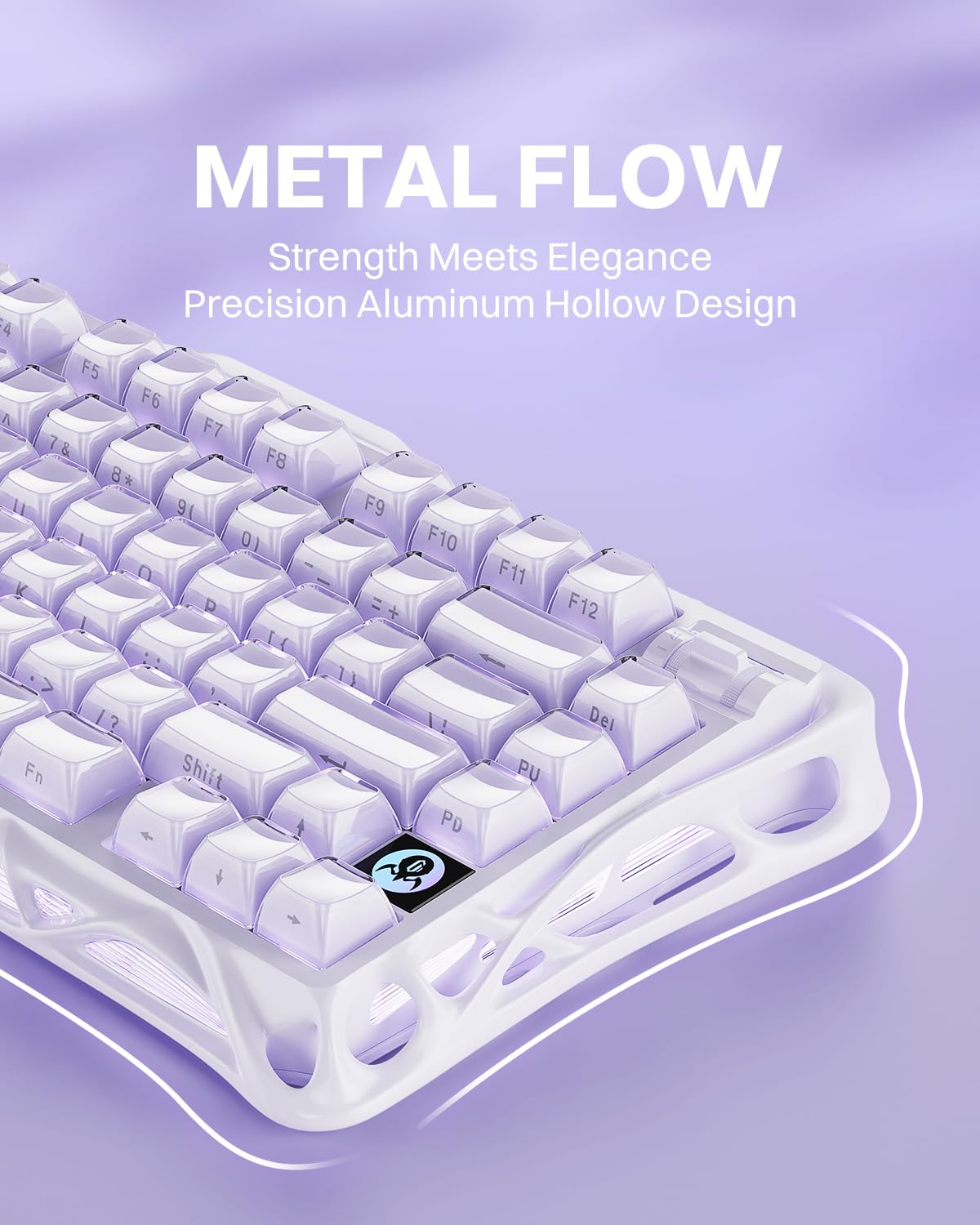 GravaStar Mercury K1かわいいパープル ゲーミングキーボード 無線 ワイヤレス 75%配列 テンキーレス ホットスワップ Bluetooth接続 ガスケット搭載 カスタマイズ RGBライト 文字側の刻印スタイル アルミ製筐体 8000mA 3