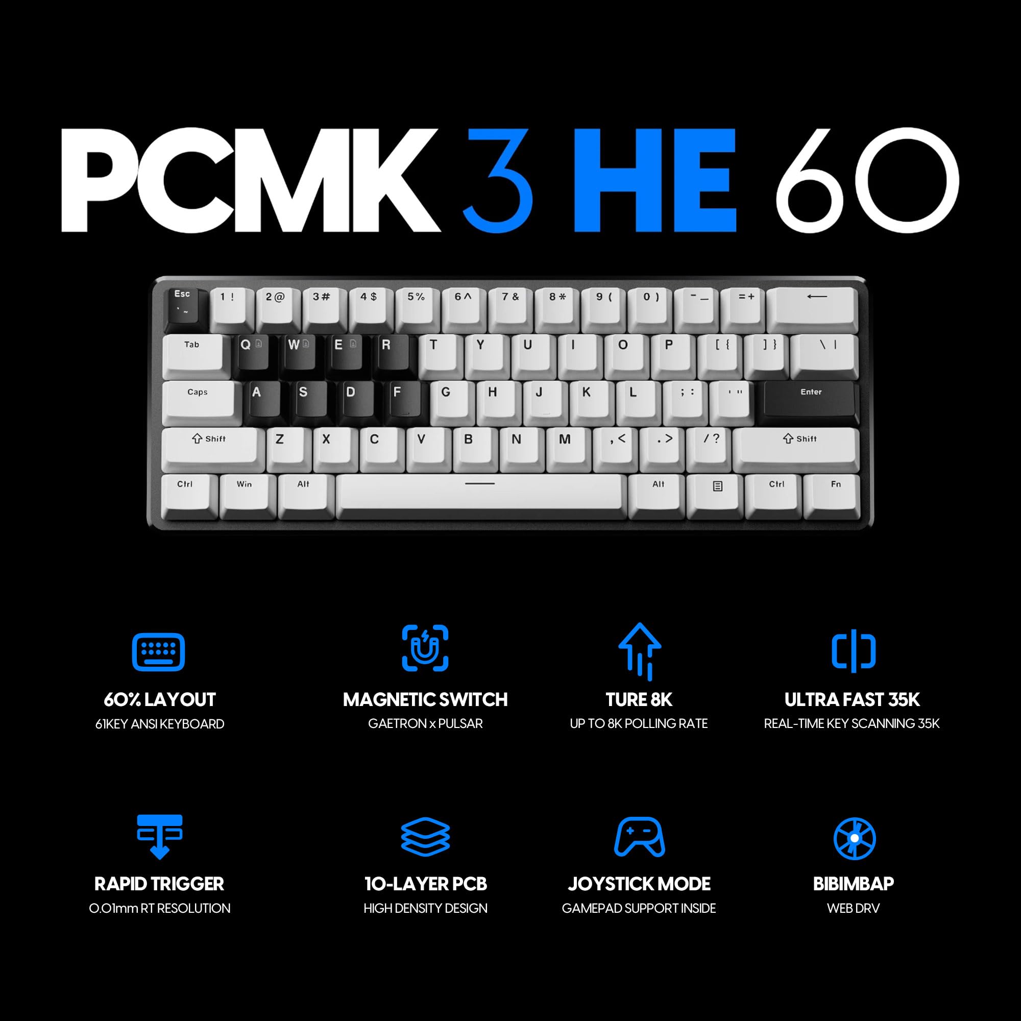 PCMK 3HE 60 Hall Effect Magnetic Gaming Keyboard [JIS] サムネイル2