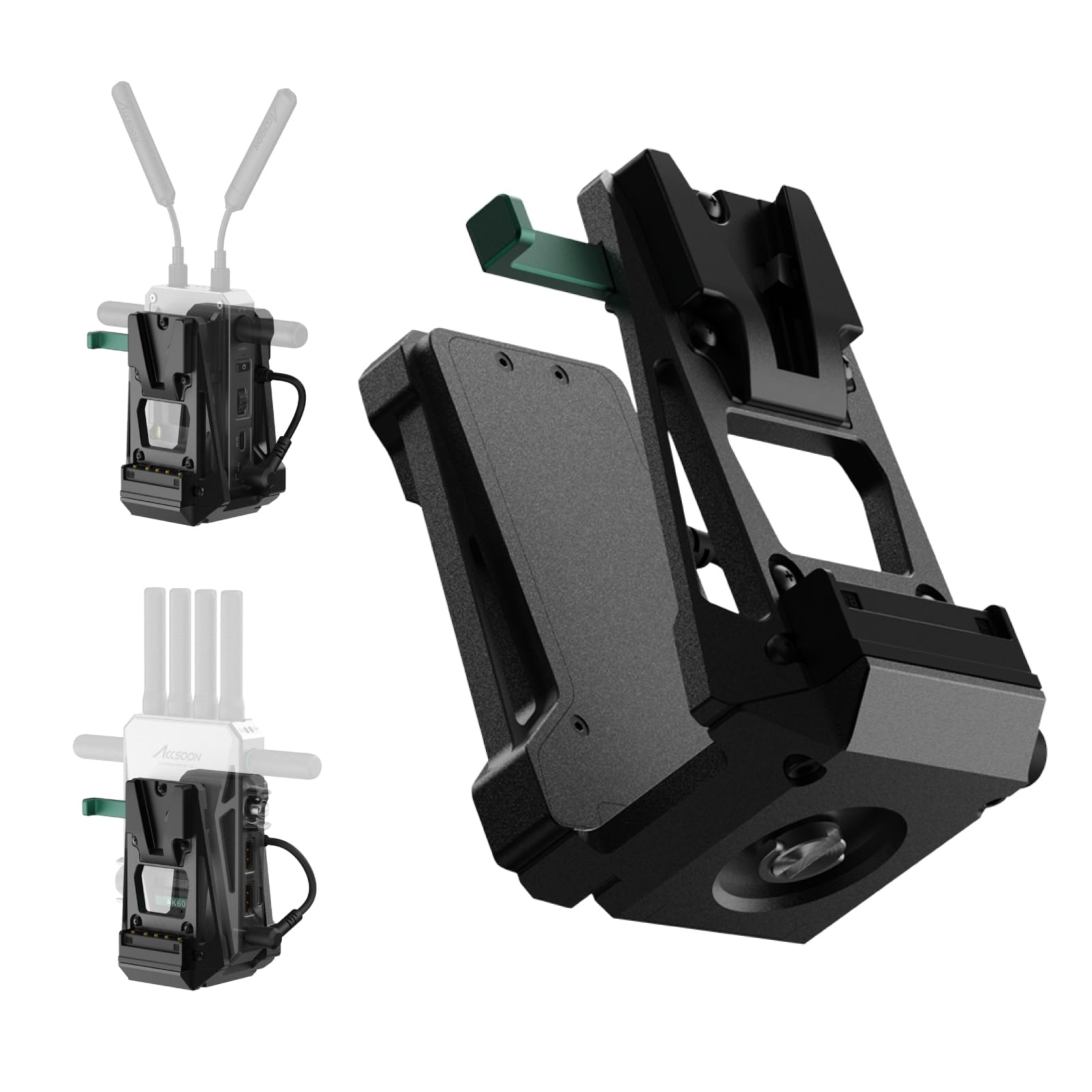 Accsoon V-Lockアダプター Vマウントバッテリー用DCケーブル電源 バッテリー プレート 1/4 -20ネジ穴付き アルミニウム合金製 軽量293g DSLRカメラ カメラ CineView Master 4K/CineView 2 SDIワイ