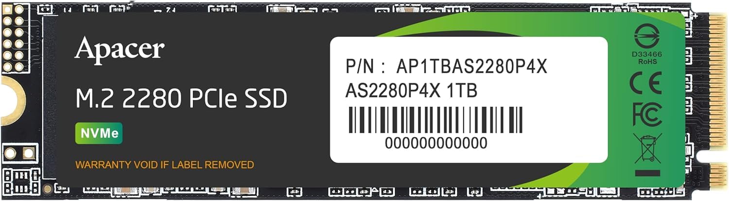 Apacer アペイサー SSD 1TB M.2 PCIe Gen3 x 4 NVMe 最大読込速度 2100MB/s 最大書込速度 1700MB/s AP1TBAS2280P4X-1