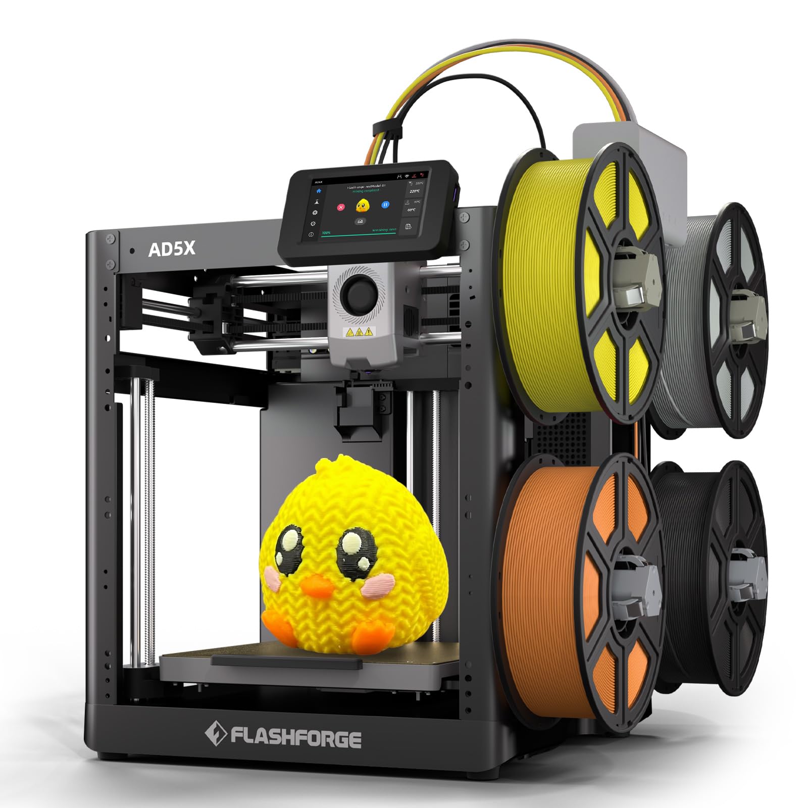Flashforge AD5X マルチカラー3Dプリンター:高速4色印刷、最大速度600mm/s、ワンクリック自動レベリング、IFSマルチ搭載マテリアル3Dプリンター、造形サイズ:220×220×220mm