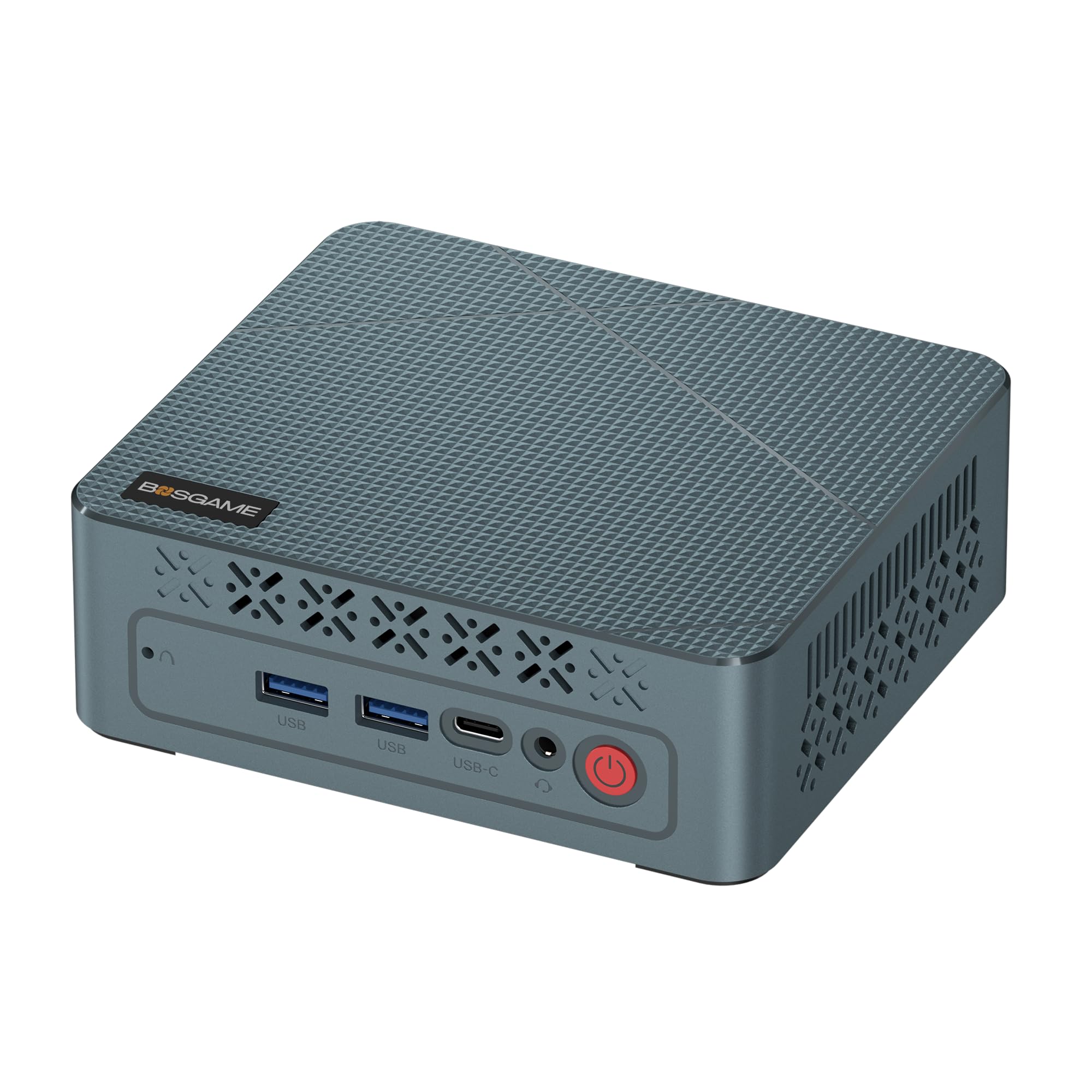 BOSGAME E2 ミニPCは、AMD Ryzen 5 3550H、16GB DDR4、512GB M.2 NVMe SSDを搭載し、最大3画面表示、4K 60Hzの高精細画質をサポートします。USB-C（データ転送/DP対応）、USB 3.2 x 3、