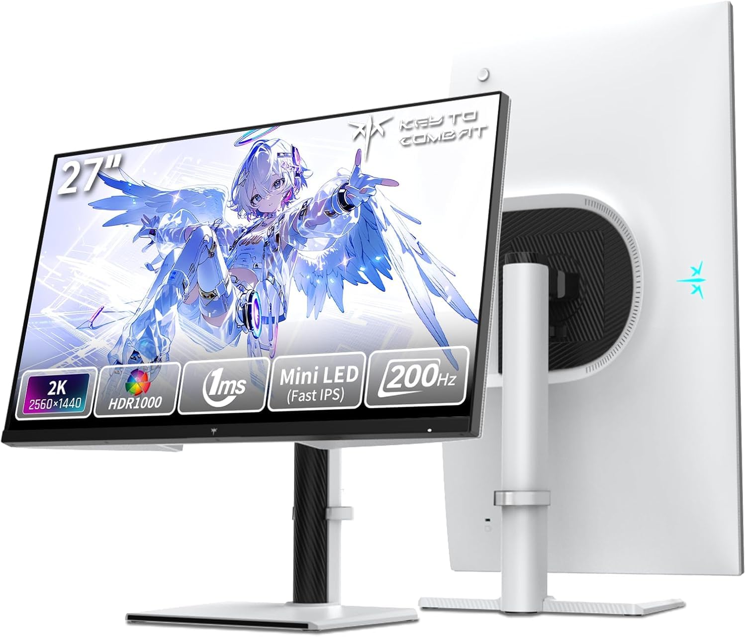 KEY TO COMBAT 27インチ QD 量子ドット Mini LED FAST IPS ゲーミングモニター WQHD 2560×1440 200Hz HDR1000 157% sRGB Freesync Adaptive Sync 1ms応答速度 M