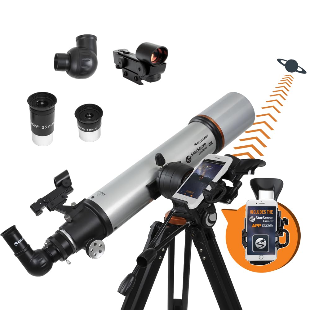 Celestron セレストロン 天体望遠鏡 StarSense Explorer スターセンス エクスプローラー DX102AZ アプリ連動 微動ハンドル搭載で星を逃さない 屈折式 口径102mm 経緯台 22460