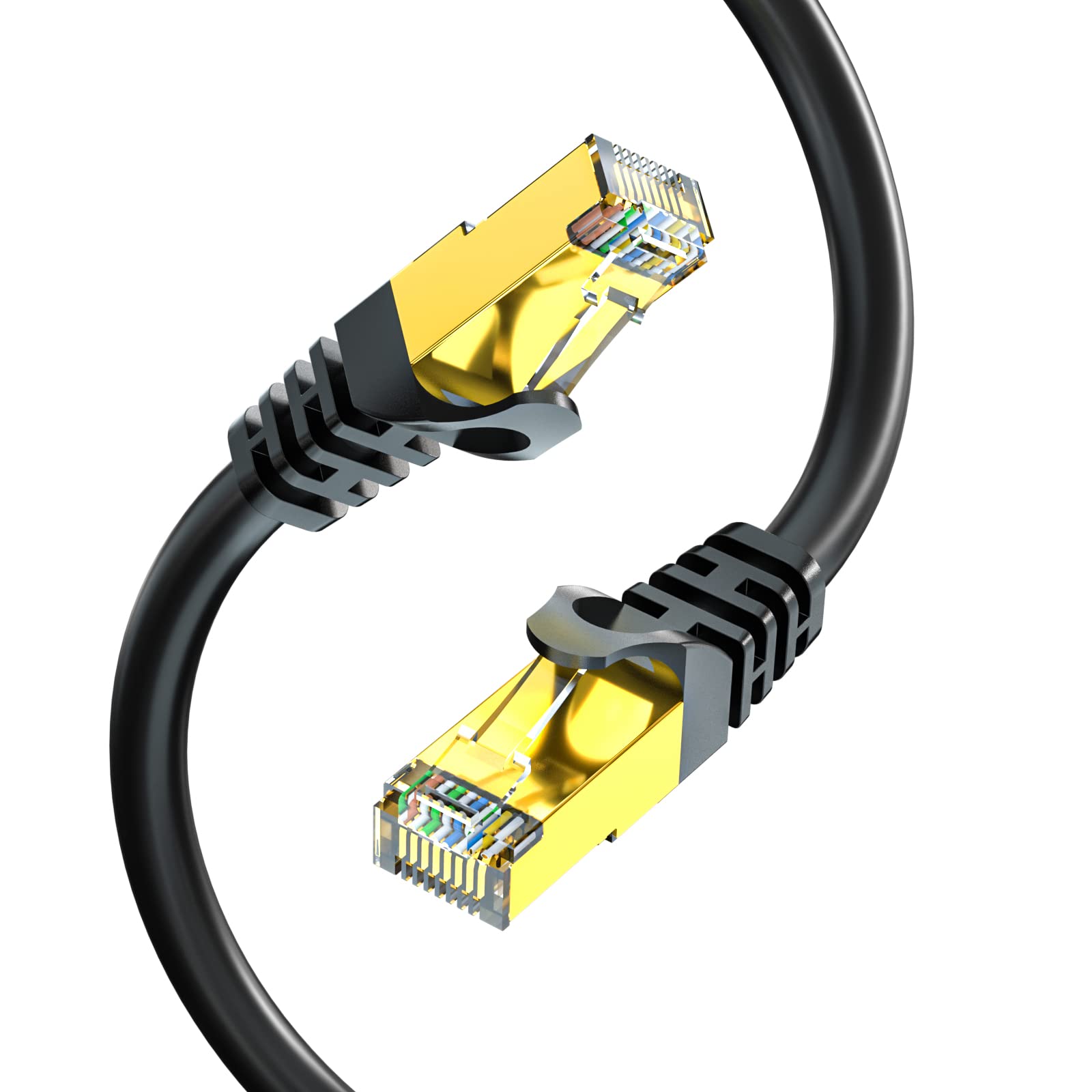 LANケーブル 90M CAT7, UGOMI 屋外 カテゴリー7 イーサネットケーブル 工業階級 三重遮蔽 SSTP 10Gbps 600MHz UV/防水、直接埋葬、PEジャケット PS4 Xbox Modem Routerなどに適用されます