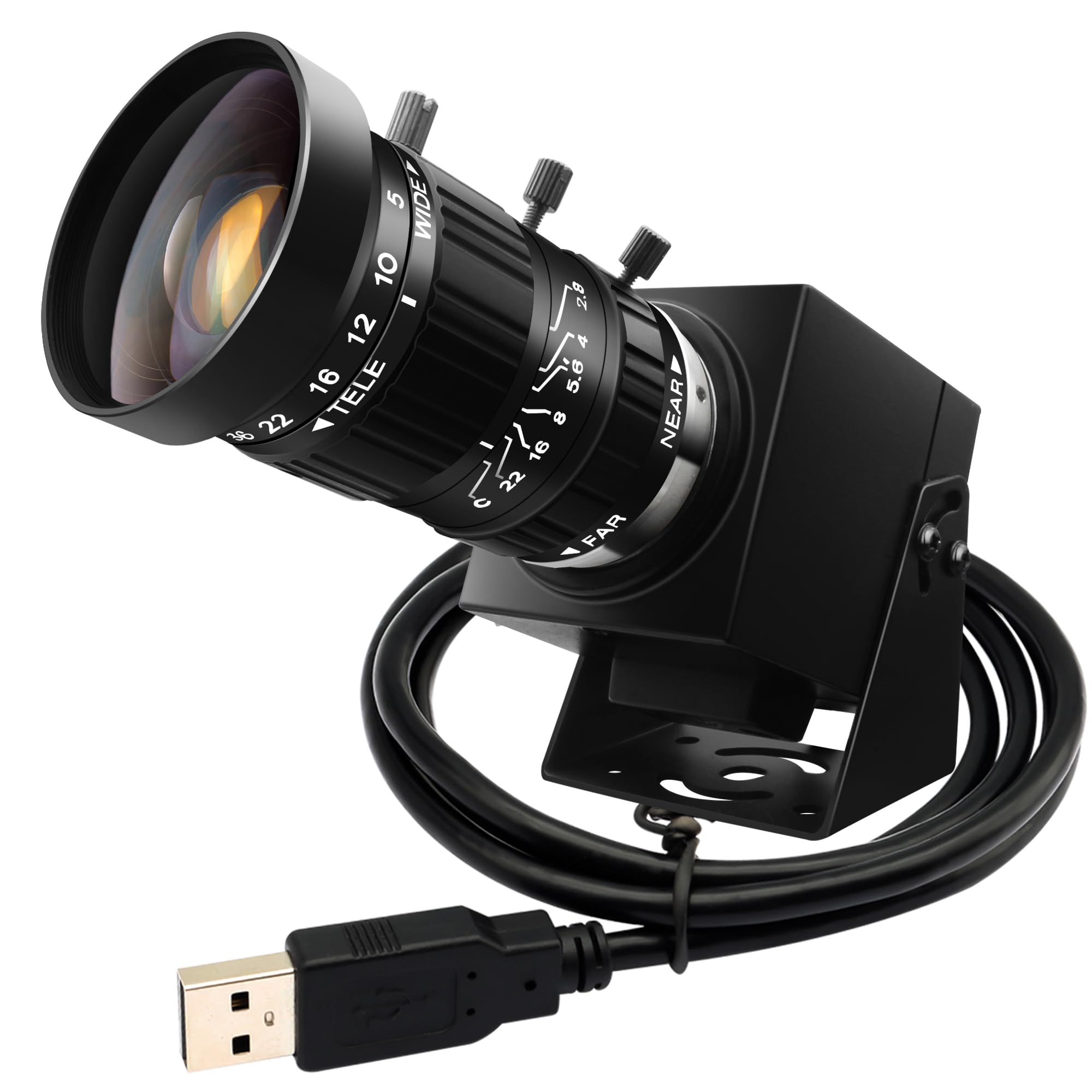 ELP 4800万画素マニュアルズームWebカメラ 5-50mm 可変焦点10倍ズームUSBカメラ パソコン 8K望遠写真ウェブカメラ UVC USB2.0 遠近両用のWebかめら 6000P PCカメラ ミニ ビデオカメラ CCTV 工業用バリフォーカル