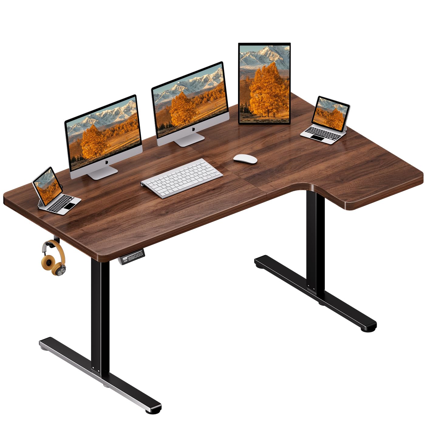 Anovara(アノヴァラ) 昇降デスク 電動 昇降式デスク L字デスク 電動昇降デスク 幅140cm 奥行85cm 高さ調節 メモリ機能 静音 一人暮らし スタンディングデスク 昇降式テーブル テレワーク オフィスワークテーブル 在宅ワーク スタンドアッ