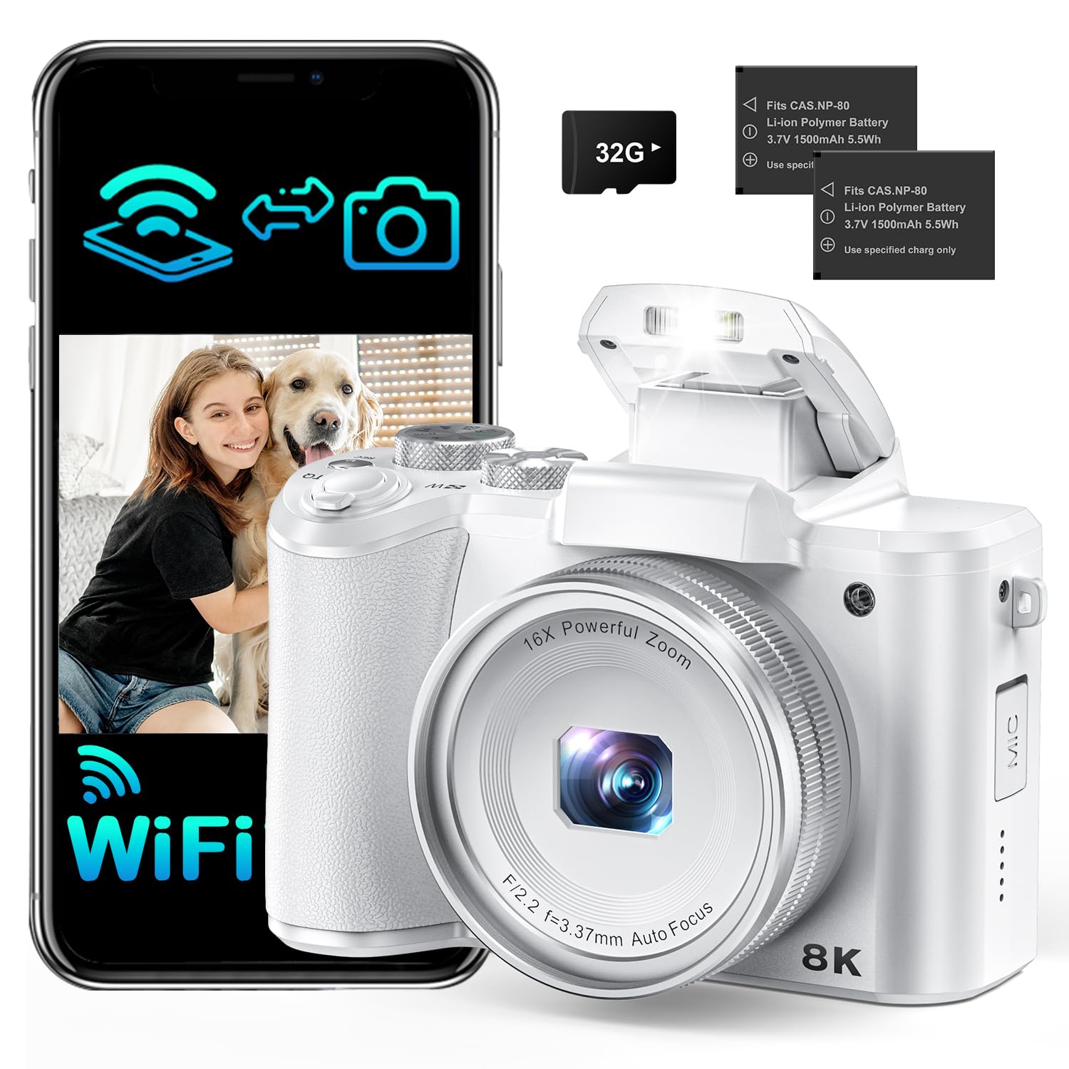 8K デジカメ 8800万画素 スマホに送れる デジタルカメラ wifi転送機能 レトロ 有効画素4 ...
