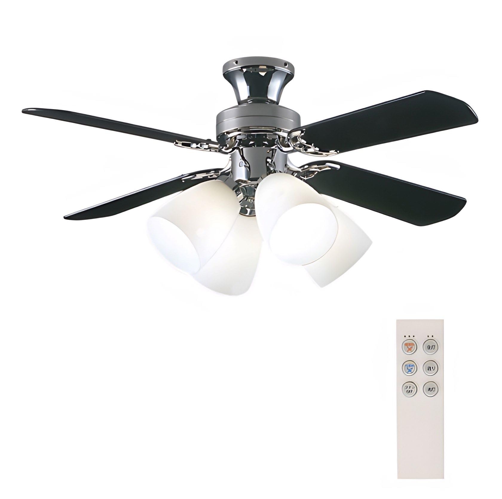 Rakuten - 大光電機 DAIKO シーリングファン 4灯4枚羽根 ランプ別売 リモコン付 羽根リバーシブル クロームメッキ 簡易取付式 ASS-400RE