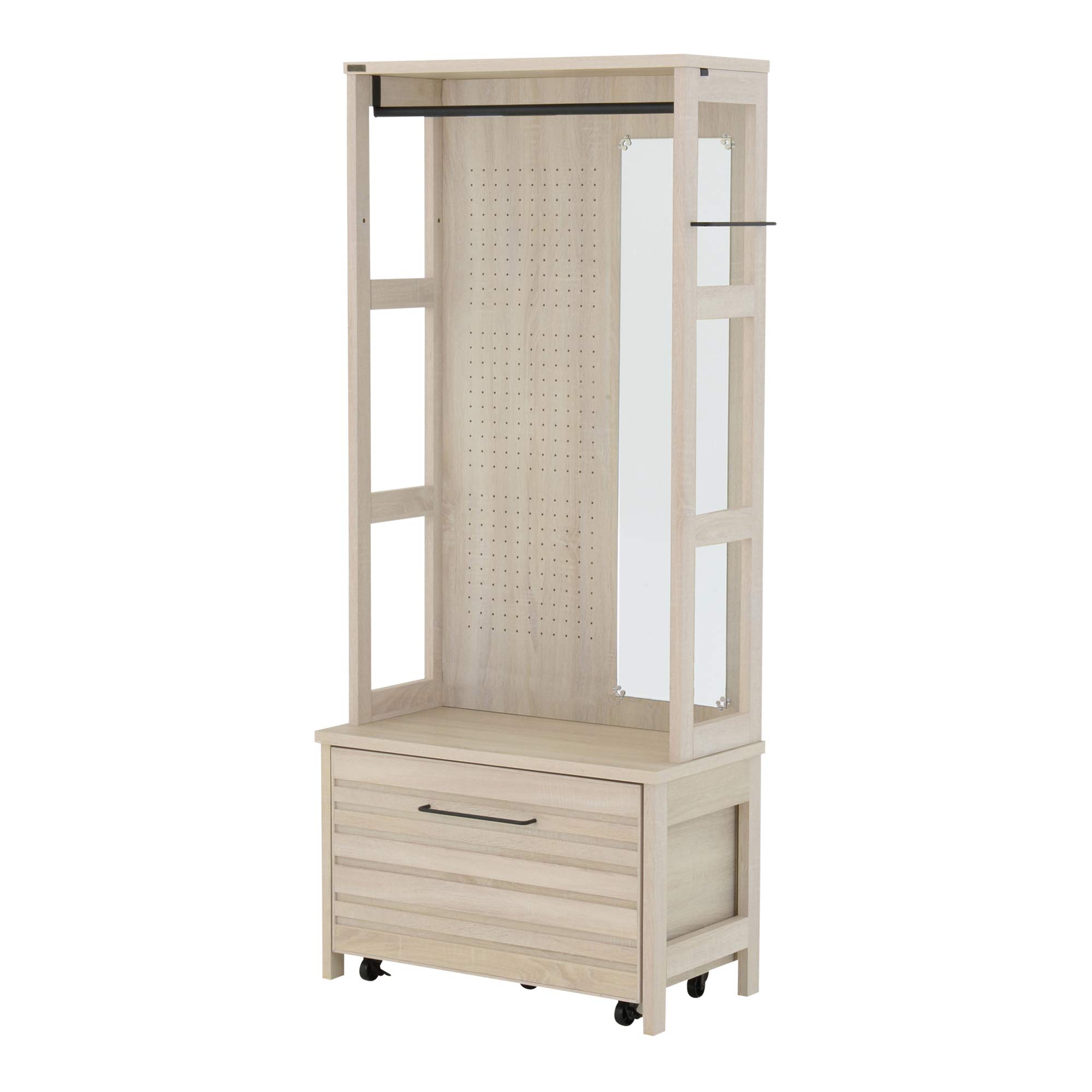 Rakuten - 佐藤産業 LAFIKA ハンガーラック 幅80cm 奥行40cm 高さ181cm 姿見 オークホワイト オークナチュラル LF180-80H IV