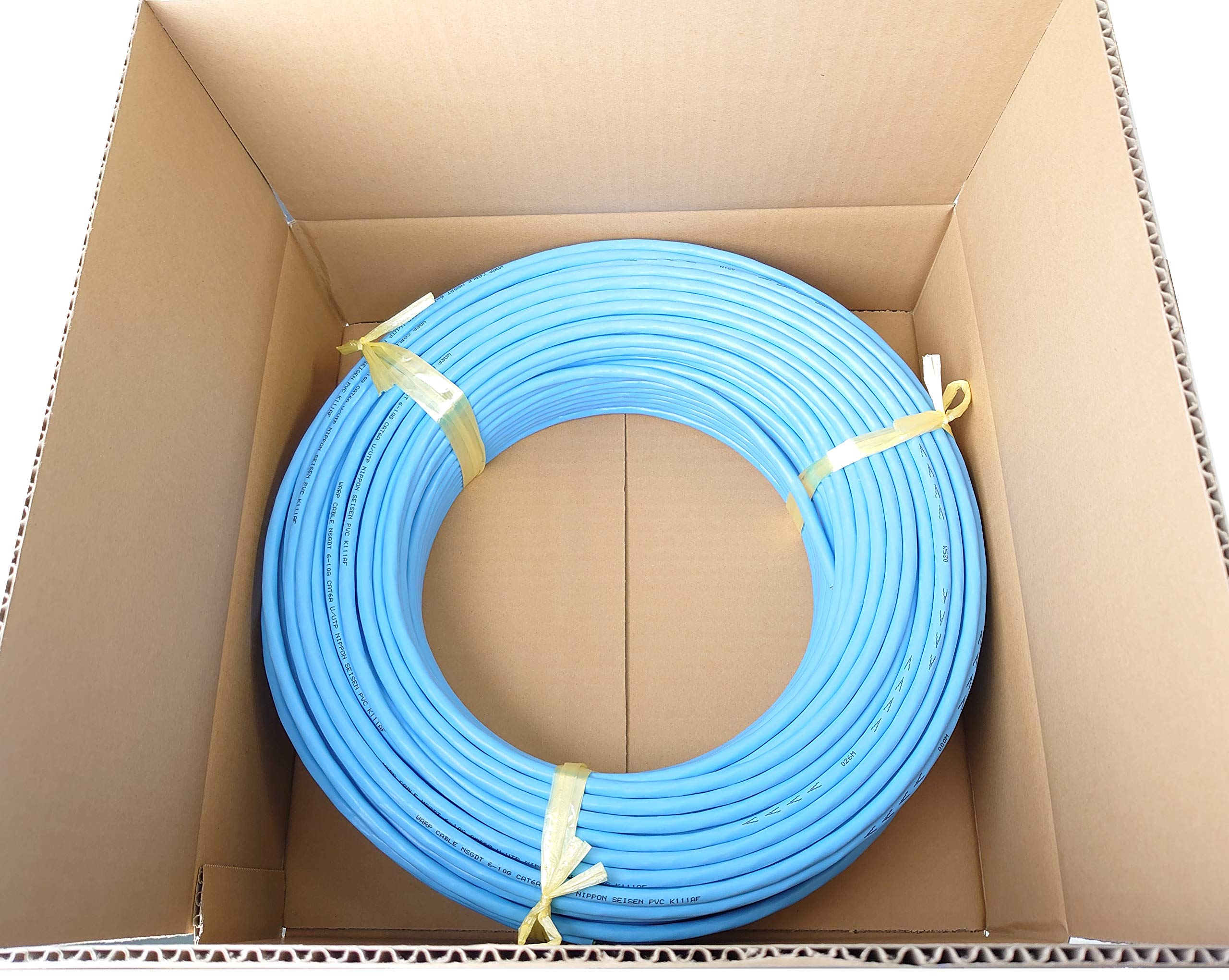 日本製線 10Gギガビット伝送対応 Cat6A U/UTP LANケーブル 100m巻(水色) 4P NSGDT6-10G-WARP(SB)(100)