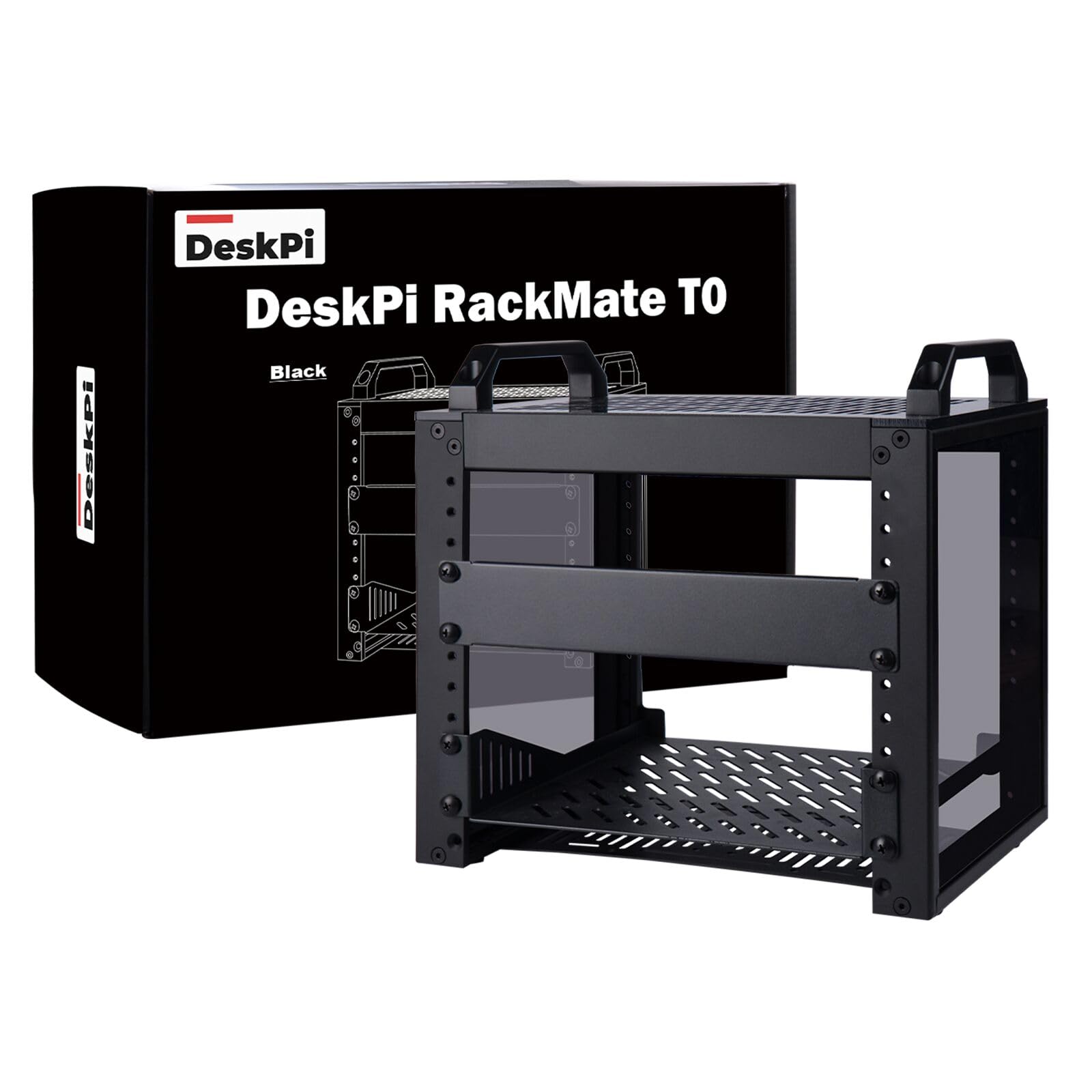 GeeekPi DeskPi RackMate T0 ブラックバージョン ラックマウント 10インチ 4U サーバーキャビネット ネットワーク サーバー 音響 映像機器用 (ブラック)