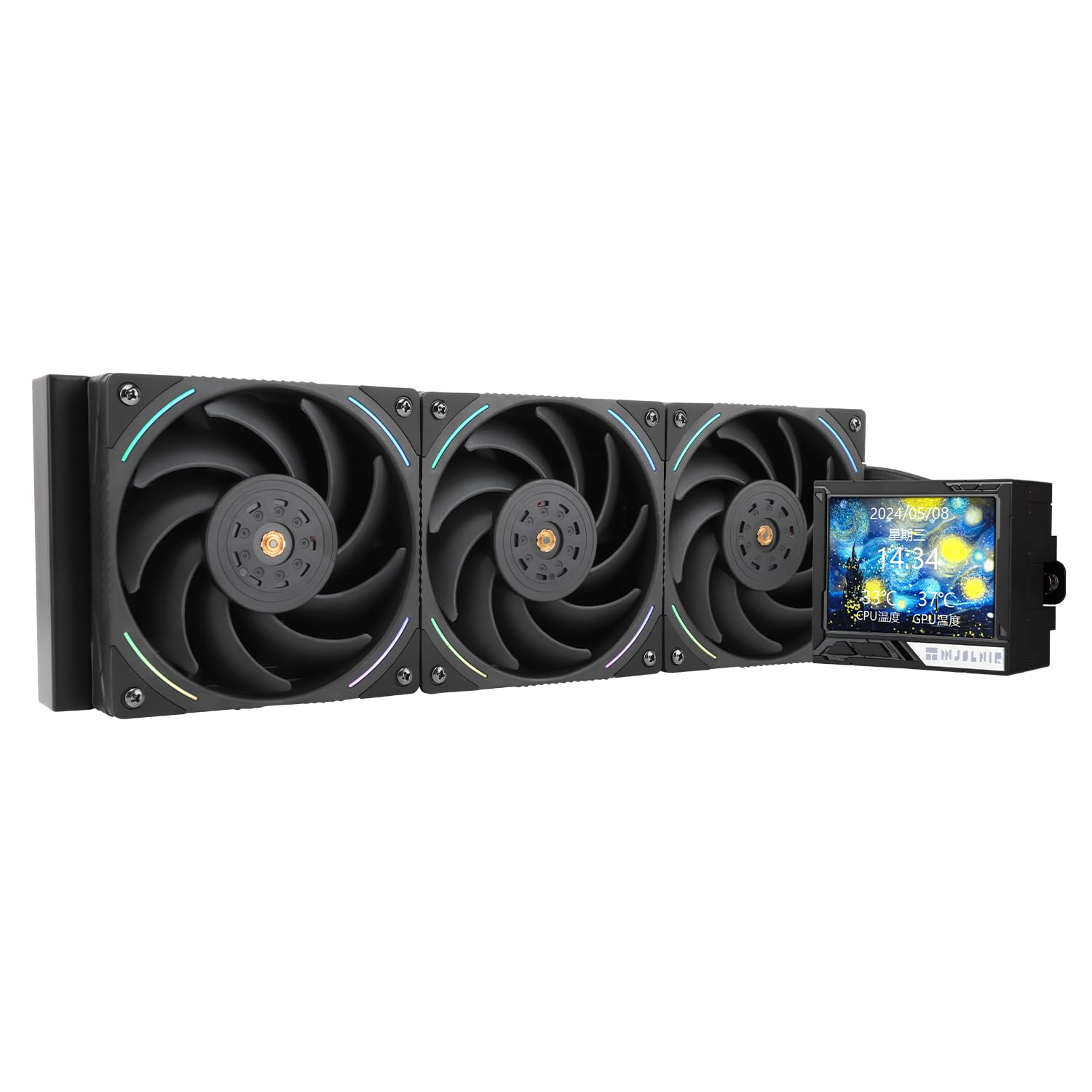THERMALRIGHT Mjolnir Vision 360 ARGBブラックCPU AIOクーラー、320 * 240解像度のIPS液晶画面、AM5&LGA 1700/1851用、高性能360スペック水冷3.5インチリムーバブルディスプレイ