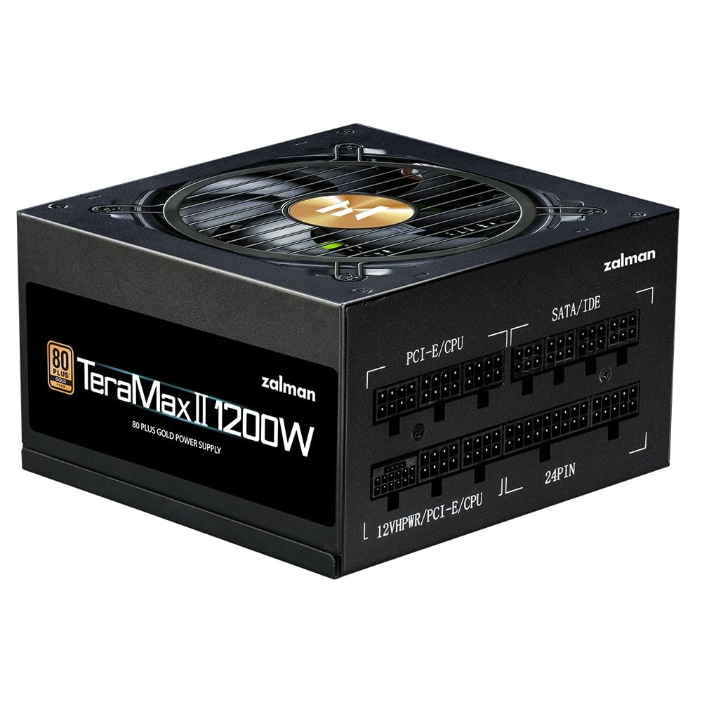 ZALMAN TeraMax II 1200W 80PLUS GOLD認証 フルプラグイン ATX3.0対応 7年保証 1200W PC電源ユニット ブラック ZM1200-TMX2 PS1342