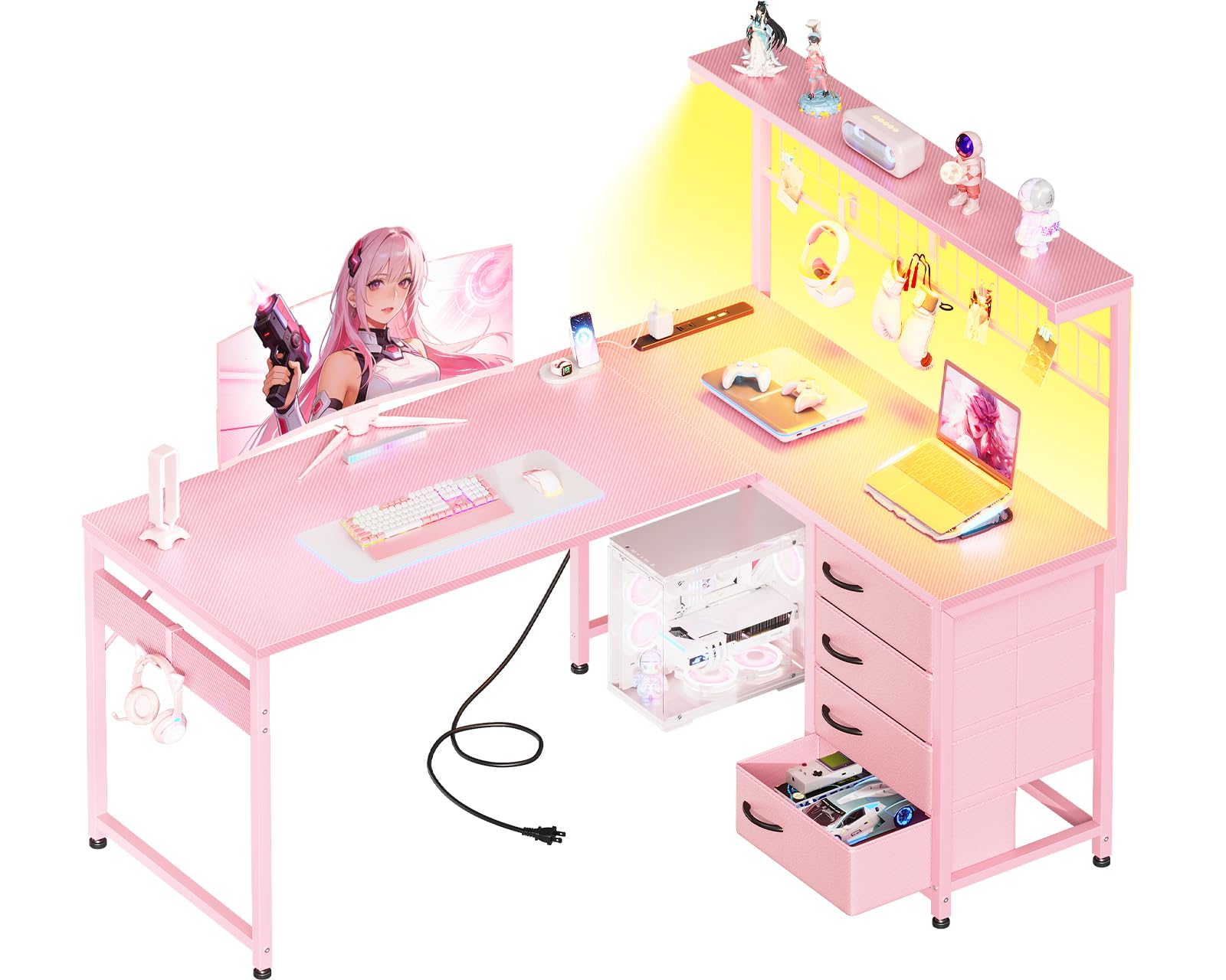楽天市場】ゲーミングデスク ピンクの通販