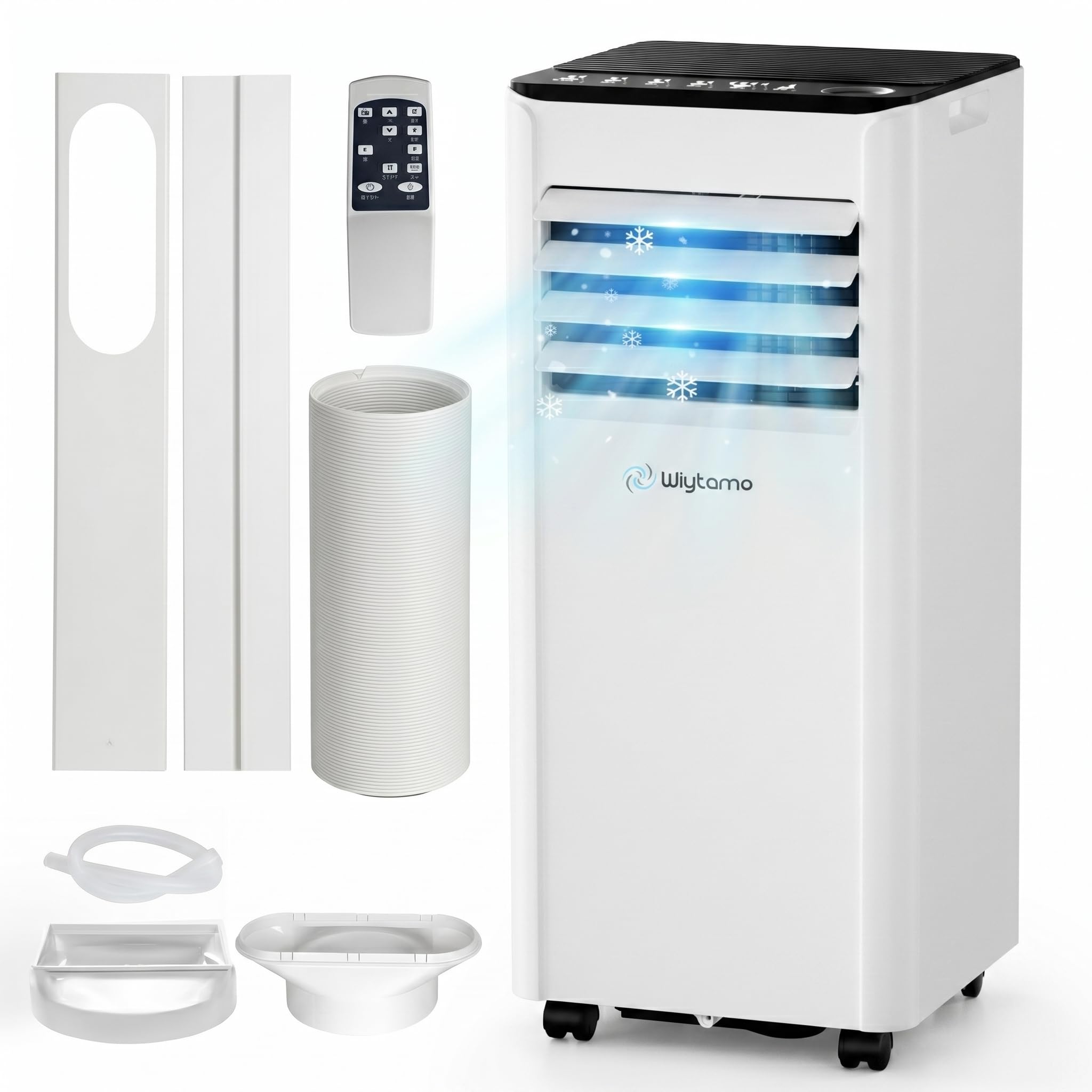 Wiytamo スポットクーラー  2.6KW 9000BTU 移動式エアコン 8・10畳対応 工事不要 家庭用 ポータブルエアコン 3-in-1 冷房 除湿 送風 1日最大30L除湿 24Hタイマー 排水ホース付き キッチン 部屋