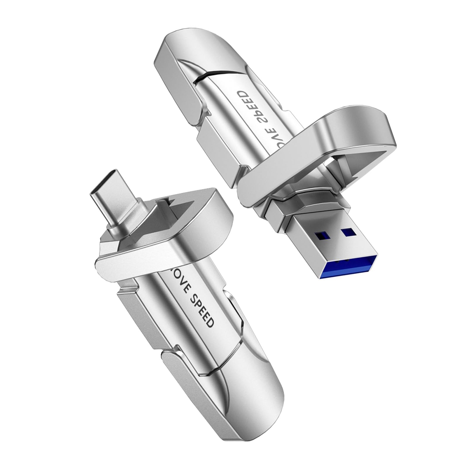 MOVE SPEED 外付けSSD スティック型 USB 3.2 Gen2 最大読込速度570MB/秒 Type-A/Type-C両対応 金属筐体 Win/Mac PS5/PS4 iPhone15シリーズ対応 小型 ポータブル USB-A/USB-C搭載