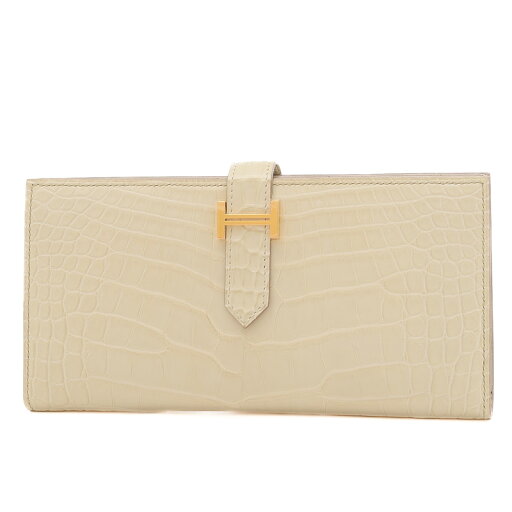 エルメス HERMES ベアンスフレ 二つ折り長財布 クロコアリゲーター ベトン ゴールド金具 U刻印【中古】 エルメス HERMES ベアンスフレ 二つ折り長財布 クロコアリゲーター ベトン ゴールド金具 U刻印【中古】