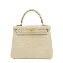エルメス HERMES ケリー25 内縫い アリゲーターマット ベトン ゴールド金具 B刻印【中古】