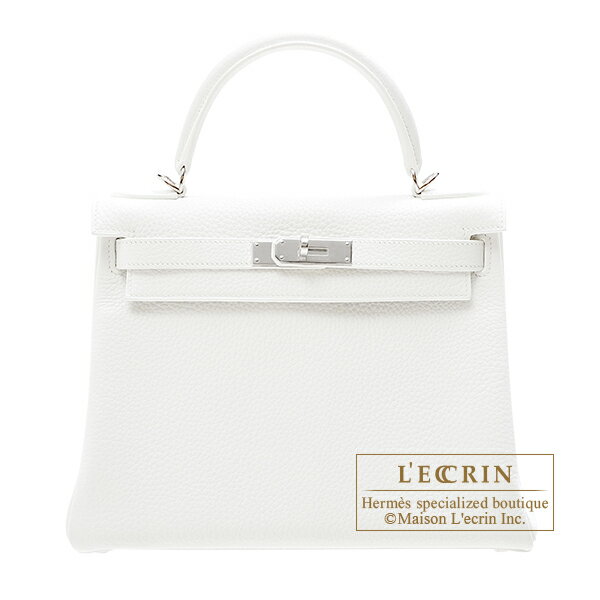 エルメス　ケリー28/内縫い　ホワイト　トリヨンクレマンス　シルバー金具　HERMES　Kelly bag 28　Retourne　White　Clemence leather　Silver hardware