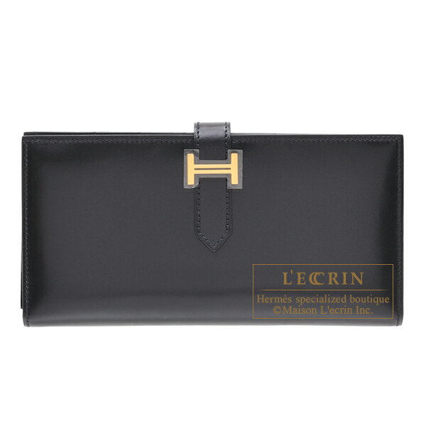 エルメス　ベアンスフレ　ブラック　ボックスカーフ　ゴールド金具　HERMES　Bearn Soufflet　Black　Box calf leather　Gold hardware