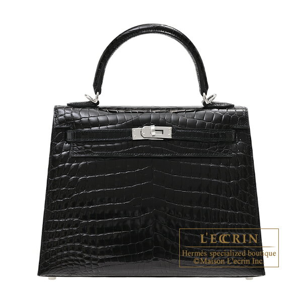 エルメス　ケリー25/外縫い　ブラック　クロコダイル　ニロティカス　シルバー金具　HERMES　Kelly bag 25　Sellier　Black　Niloticus crocodile skin　Silver hardware