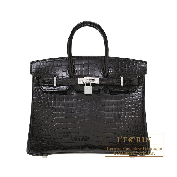 エルメス　バーキンダイヤモンド25　ブラック　クロコダイル　ポロサス　ホワイトゴールド金具　HERMES　Birkin Diamond bag 25　Black　Porosus crocodile skin　White gold hardware