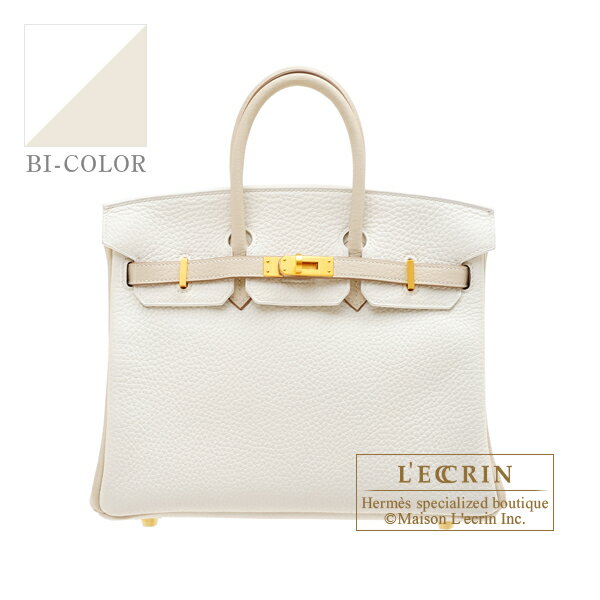 エルメス　パーソナルバーキン25　ホワイト/クレ　トリヨンクレマンス　マットゴールド金具　HERMES　Personal Birkin bag 25　White/Craie　Clemence leather　Matt gold hardware