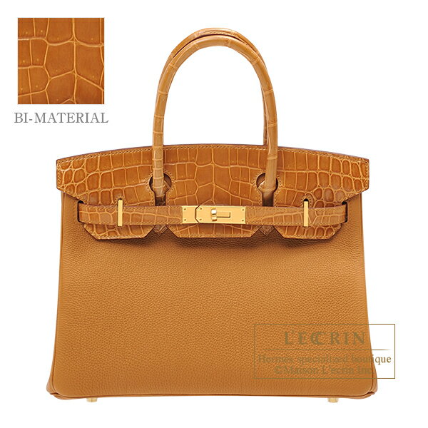 エルメス　バーキンタッチ30　キャラメル/タバックキャメル　トゴ/クロコダイル ニロティカス　ゴールド金具　HERMES　Birkin Touch bag 30　Caramel/Tabac camel　Togo leather/Niloticus crocodile skin　Gold hardware